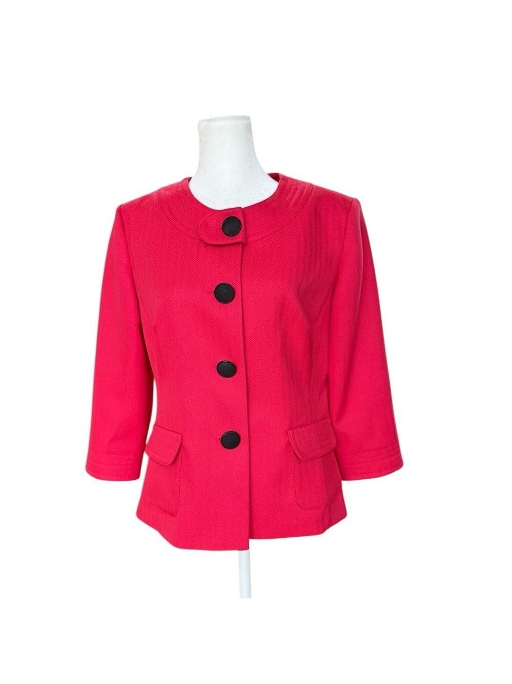 Perceptions Pink Blazer with Black Buttons